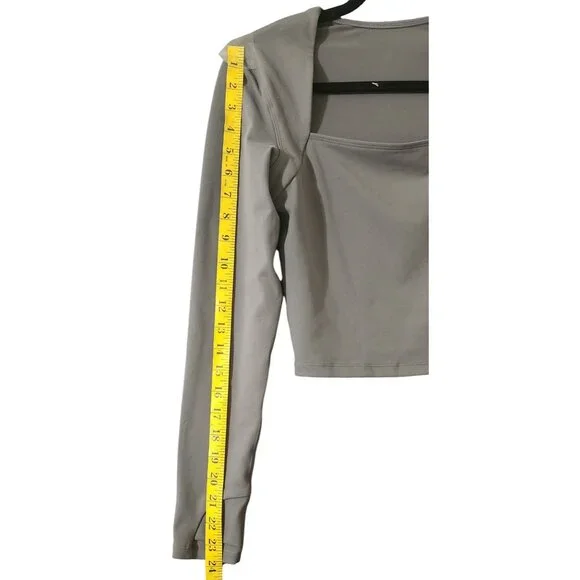 Set Of 3 Baleaf Long Sleeve Square Neck Crop Tops Black & Gray Womens Size S - Picture 9 of 15